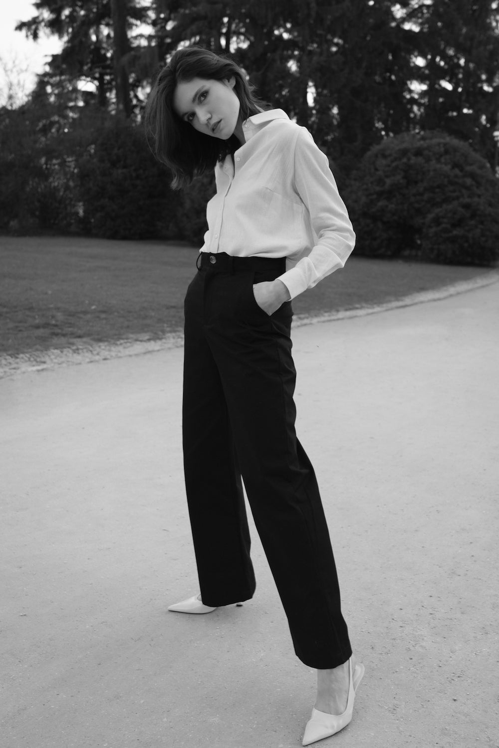 Wide legged Trousers Cotton Gabardine