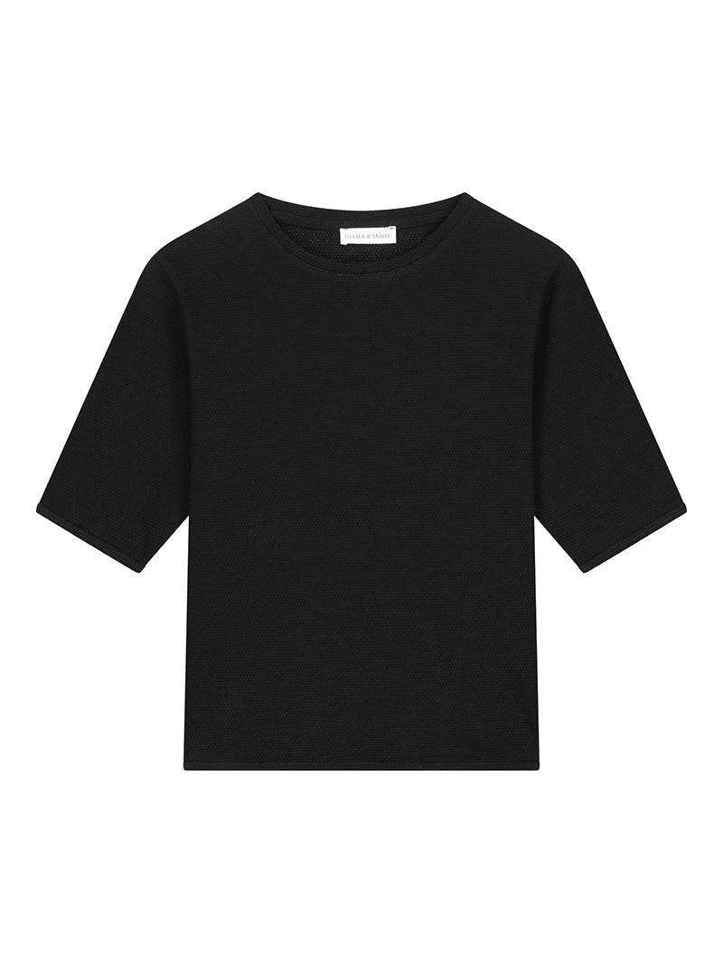 Rosa Structured Cotton Top Black