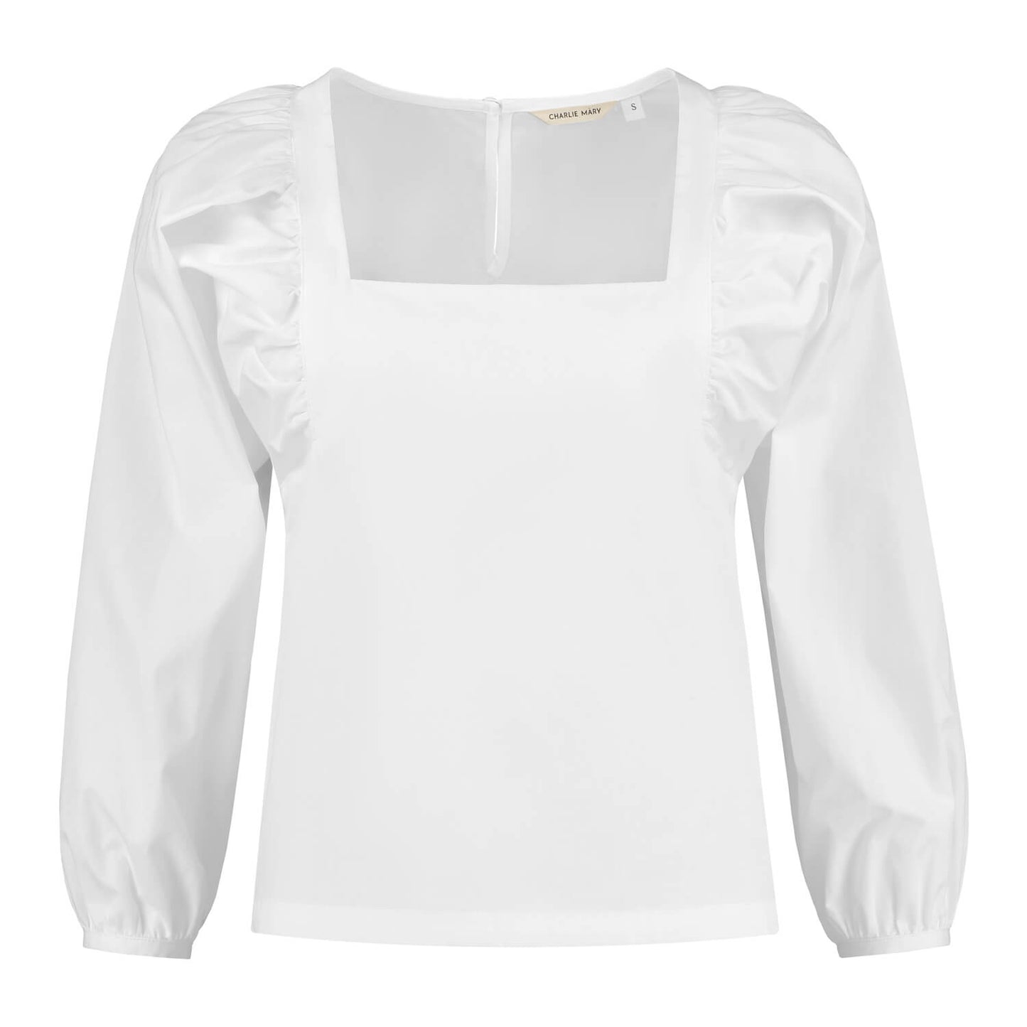 Witte katoenen top met pofmouwen