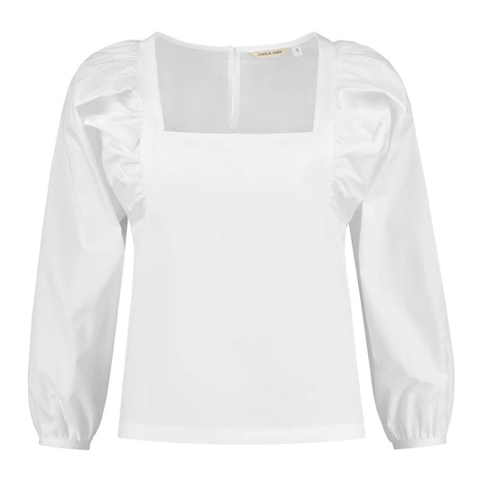 White Cotton Puff Sleeves top